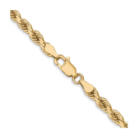 10K Yellow Gold 4 mm Rope Chain Necklace, Polished alternate angle