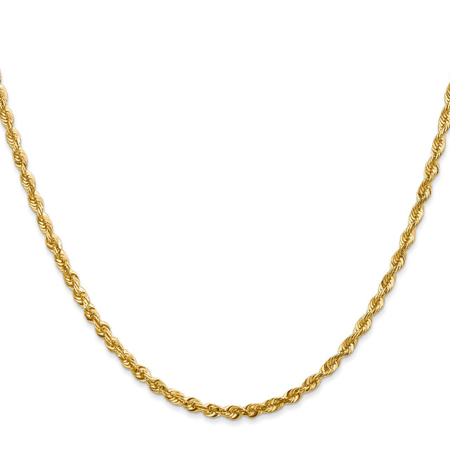 10K Yellow Gold 2.75 mm Rope Chain Necklace, Polished