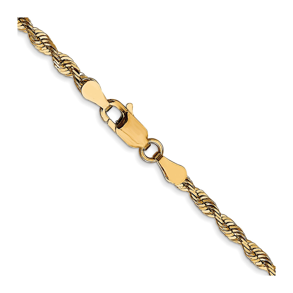 10K Yellow Gold 2.75 mm Rope Chain Necklace, Polished alternate angle