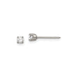 Stainless Steel Stud Earrings with Clear Cubic Zirconia, Prong Set, Hypoallergenic Unisex Style