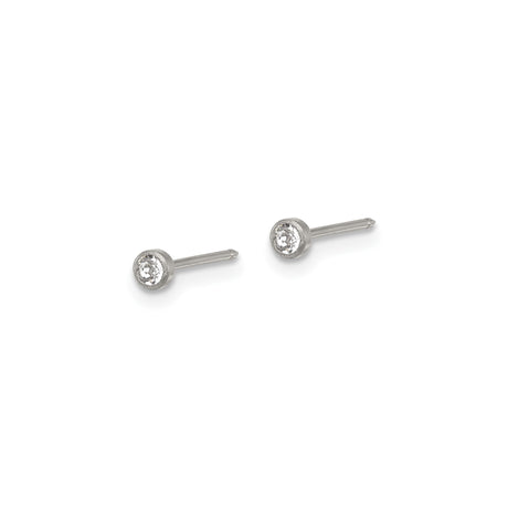 Titanium Stud Earring Bezel Set Clear Cz Hypoallergenic