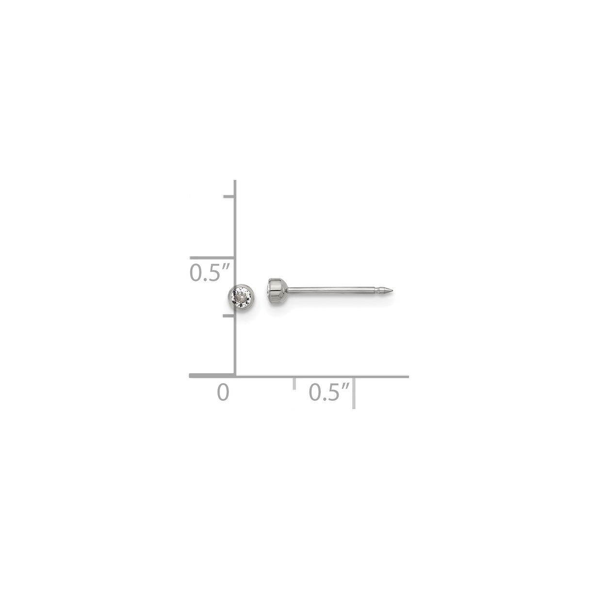 Titanium Stud Earring Bezel Set Clear Cz Hypoallergenic