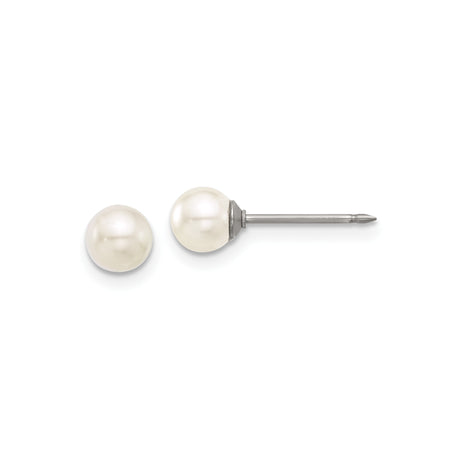 Titanium Stud Earrings with Round White Pearls for Women - Hypoallergenic Titanium Posts, Classic Pearl Studs for Sensitive Ears, Minimalist Everyday and Formal Earrings, Lightweight and Nickel Free
