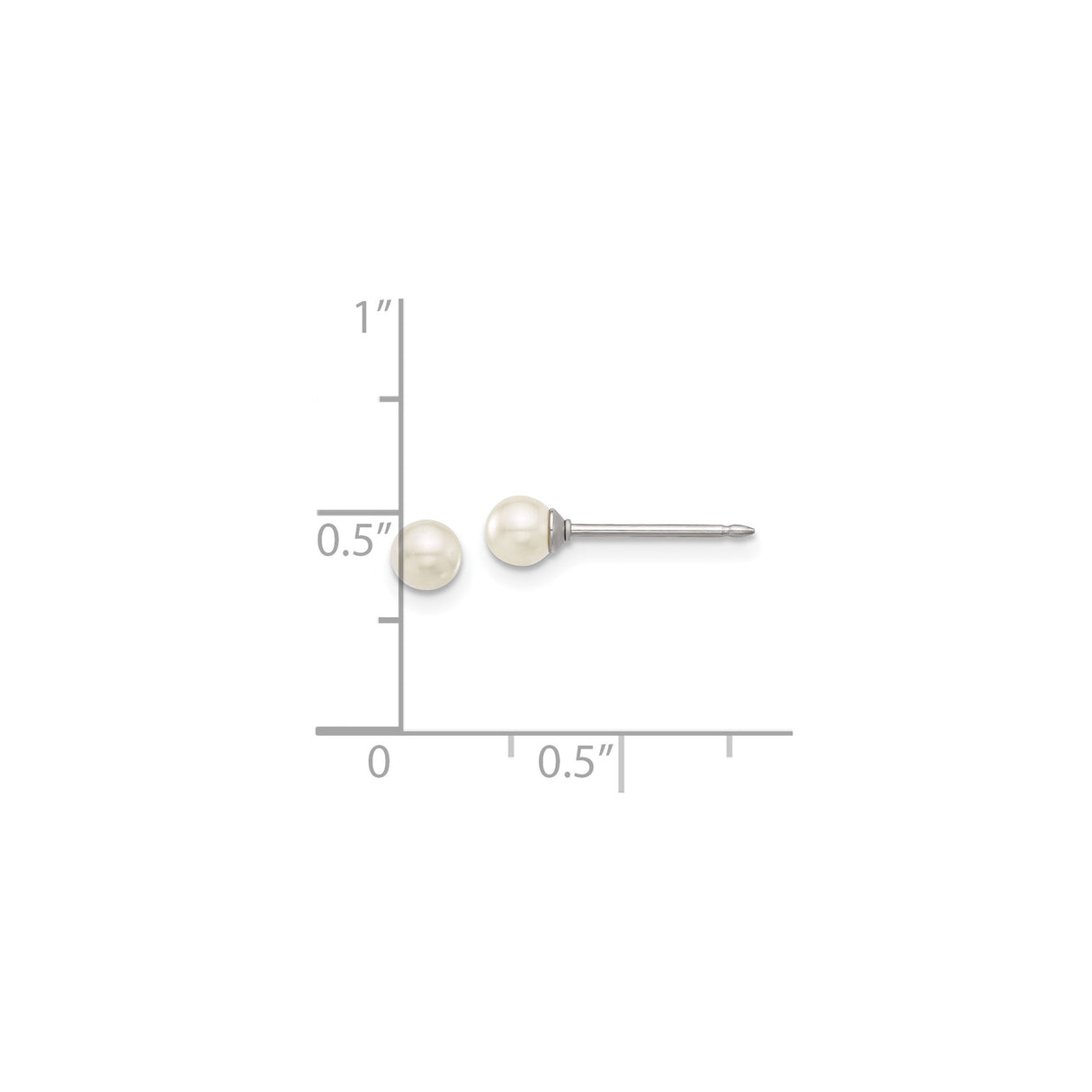Stainless Steel Pearl Stud Earrings White Faux Round Pearls