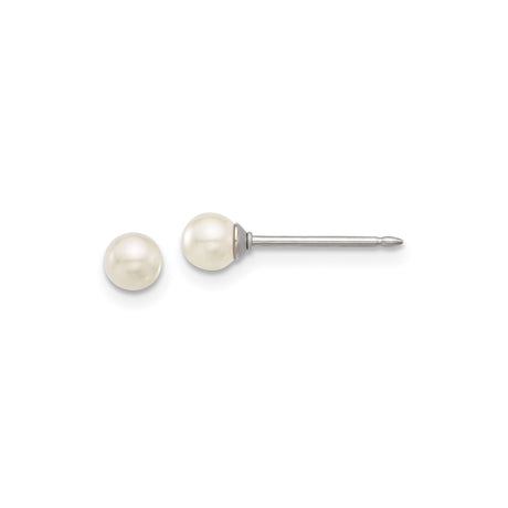 Womens Pearl Stud Earrings - Stainless Steel Hypoallergenic Studs with White Faux Pearls, Classic Elegant Round Design, Non-Tarnish Minimalist Jewelry for Everyday or Formal Wear
