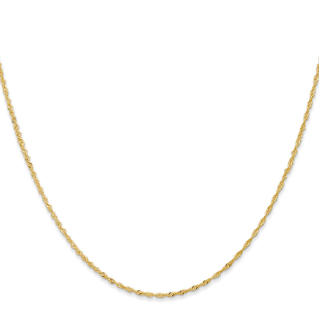 14K Yellow Gold 1 mm Singapore Chain Necklace, Polished
