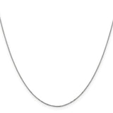14K White Gold 0.5 mm Polished Chain Necklace, Solid
