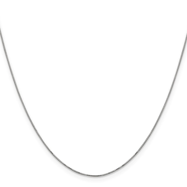 14K White Gold 0.5 mm Polished Chain Necklace, Solid