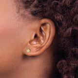 14k Yellow Gold Stud Earrings with Round Bezel Set Clear Crystal, Classic Minimalist Design