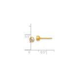 14k Yellow Gold Stud Earrings with Round Bezel Set Clear Crystal, Classic Minimalist Design