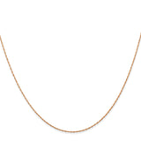 14K Rose Gold 0.5 mm Polished Chain Necklace, Solid