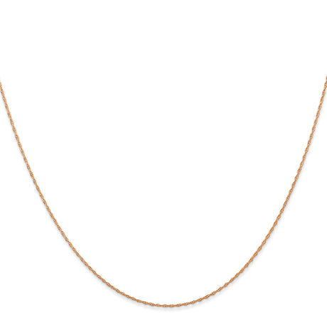 14K Rose Gold 0.5 mm Polished Chain Necklace, Solid