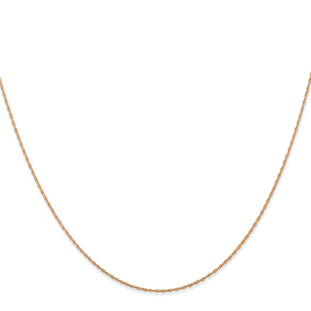 14K Rose Gold 0.5 mm Polished Chain Necklace, Solid