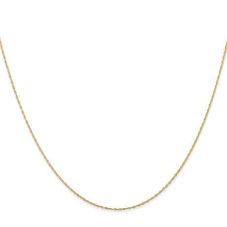 14K Yellow Gold 0.5 mm Polished Chain Necklace, Solid alternate angle