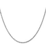 14K White Gold 2 mm Rope Chain Necklace, Polished