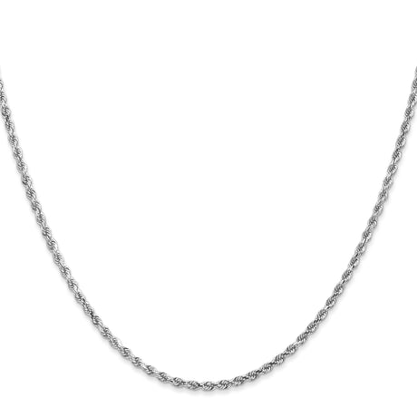 14K White Gold 2 mm Rope Chain Necklace, Polished