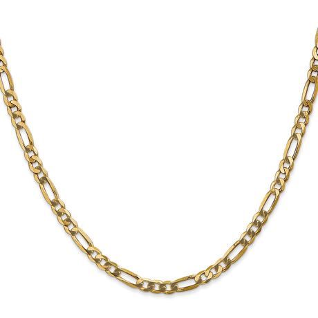 14K Yellow Gold 4 mm Figaro Chain Necklace, Polished