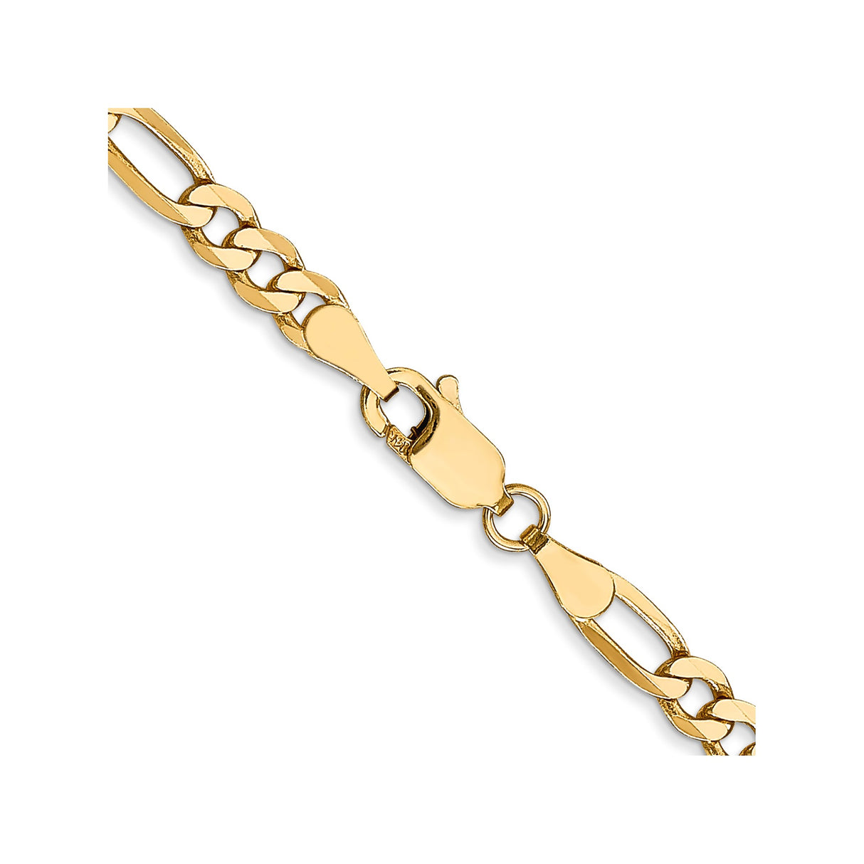 14K Yellow Gold 4 mm Figaro Chain Necklace, Polished alternate angle