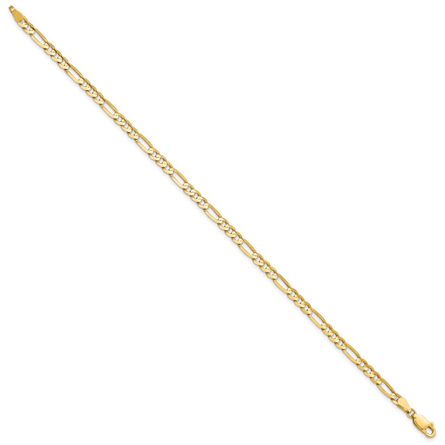 14K Yellow Gold 4 mm Figaro Chain Bracelet, Polished