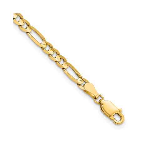 14K Yellow Gold 4 mm Figaro Chain Bracelet, Polished shown for scale