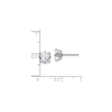 Stainless Steel Square CZ Stud Earrings Four Prong Setting