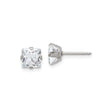 Womens Stainless Steel Square CZ Stud Earrings with Clear Cubic Zirconia, Four-Prong Setting, Hypoallergenic Lightweight Steel Jewelry, Elegant Minimalist Design for Everyday or Formal Wear