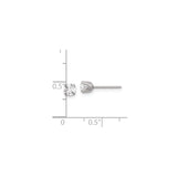 316 Stainless Steel Stud Earrings with 4mm Round Cubic Zirconia in 4-Prong Setting