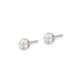 Stainless Steel Stud Earrings with Cushion Cut Cubic Zirconia, Four Prong Setting, Minimalist Style