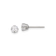 Stainless Steel Stud Earrings with Cushion Cut Cubic Zirconia, Four Prong Setting, Minimalist Style