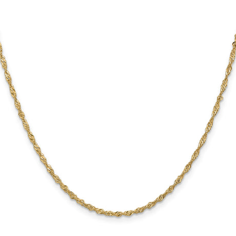 14K Yellow Gold 1.6 mm Singapore Chain Necklace, Polished