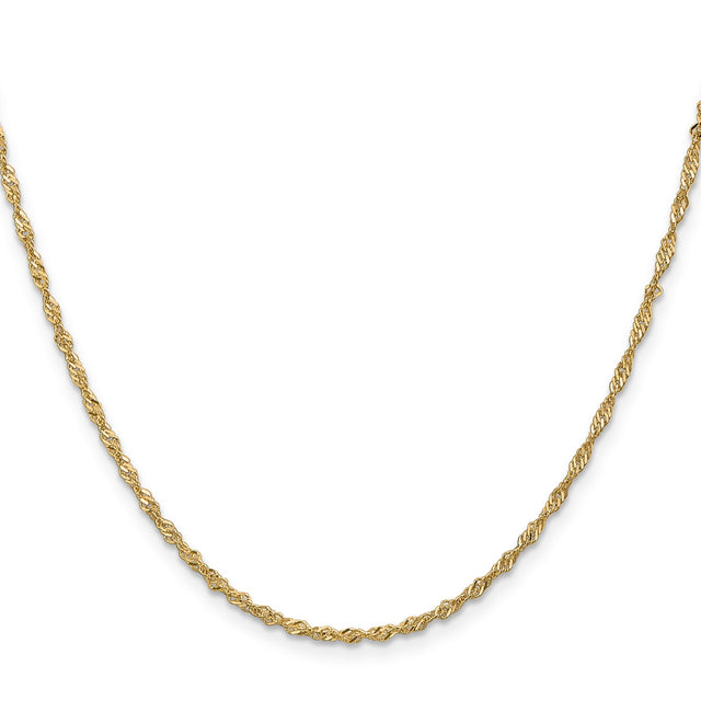 14K Yellow Gold 1.6 mm Singapore Chain Necklace, Polished