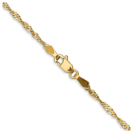 14K Yellow Gold 1.6 mm Singapore Chain Necklace, Polished alternate angle