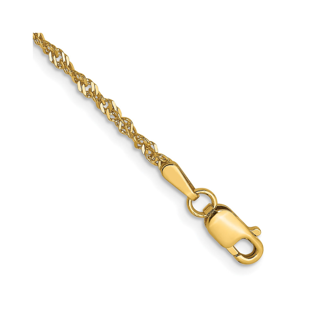 14K Yellow Gold 1.6 mm Singapore Chain Bracelet, Polished