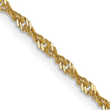 14K Yellow Gold 1.6 mm Singapore Chain Necklace, Polished detail view