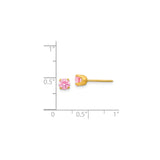 14k Yellow Gold Stud Earrings with Pink Gemstone, Classic Round Cut Four Prong Setting