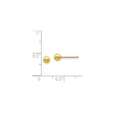 14k Yellow Gold Ball Stud Earrings, Polished Sphere Posts with Long Backs, Minimalist Design for Women