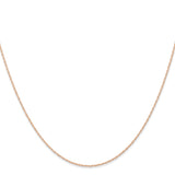 14K Rose Gold 0.6 mm Polished Chain Necklace, Solid