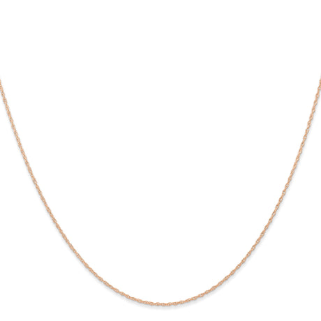 14K Rose Gold 0.6 mm Polished Chain Necklace, Solid