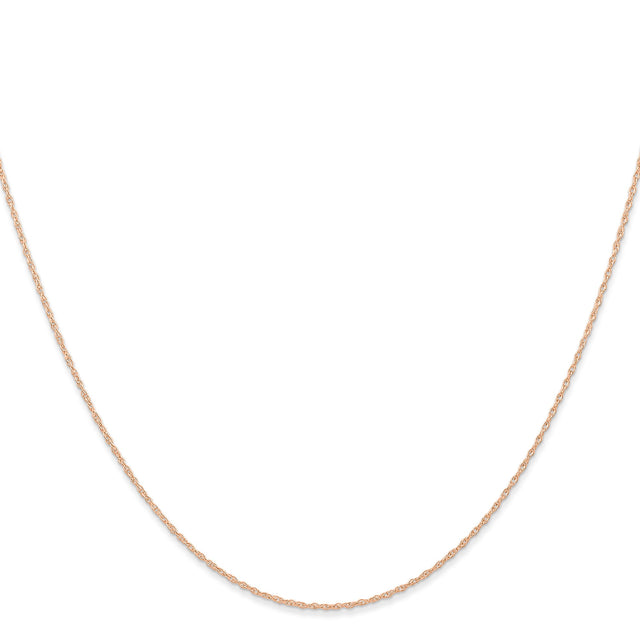 14K Rose Gold 0.6 mm Polished Chain Necklace, Solid