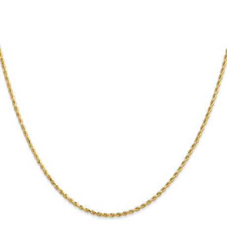 14K Yellow Gold 1.5 mm Rope Chain Necklace, Polished