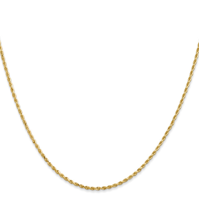14K Yellow Gold 1.5 mm Rope Chain Necklace, Polished