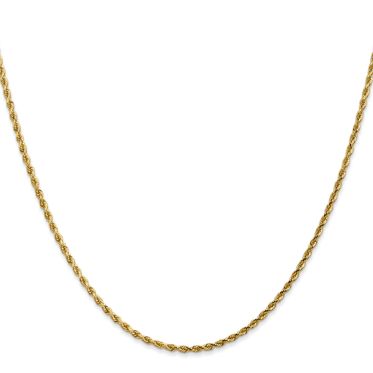 14K Yellow Gold 1.75 mm Rope Chain Necklace, Polished