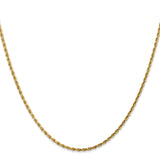 14K Yellow Gold 1.75 mm Rope Chain Necklace, Polished