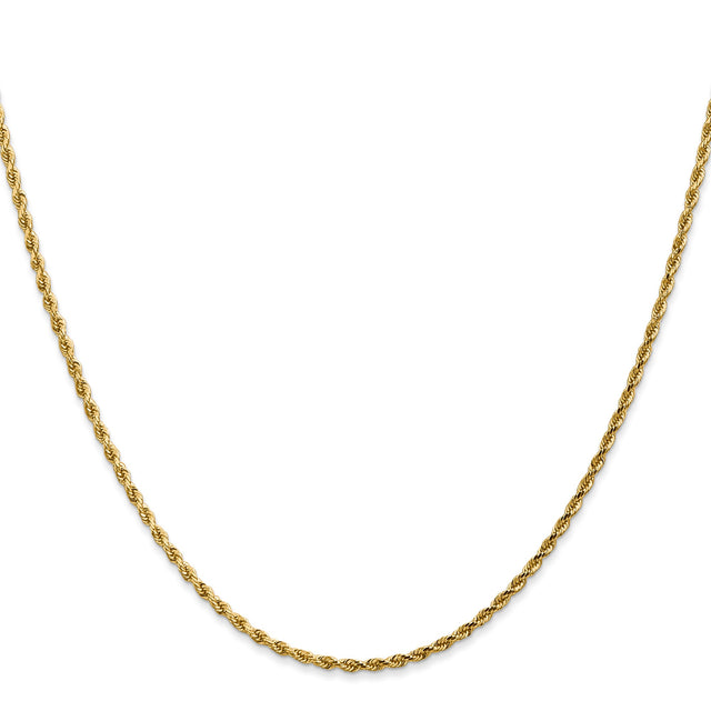 14K Yellow Gold 1.75 mm Rope Chain Necklace, Polished