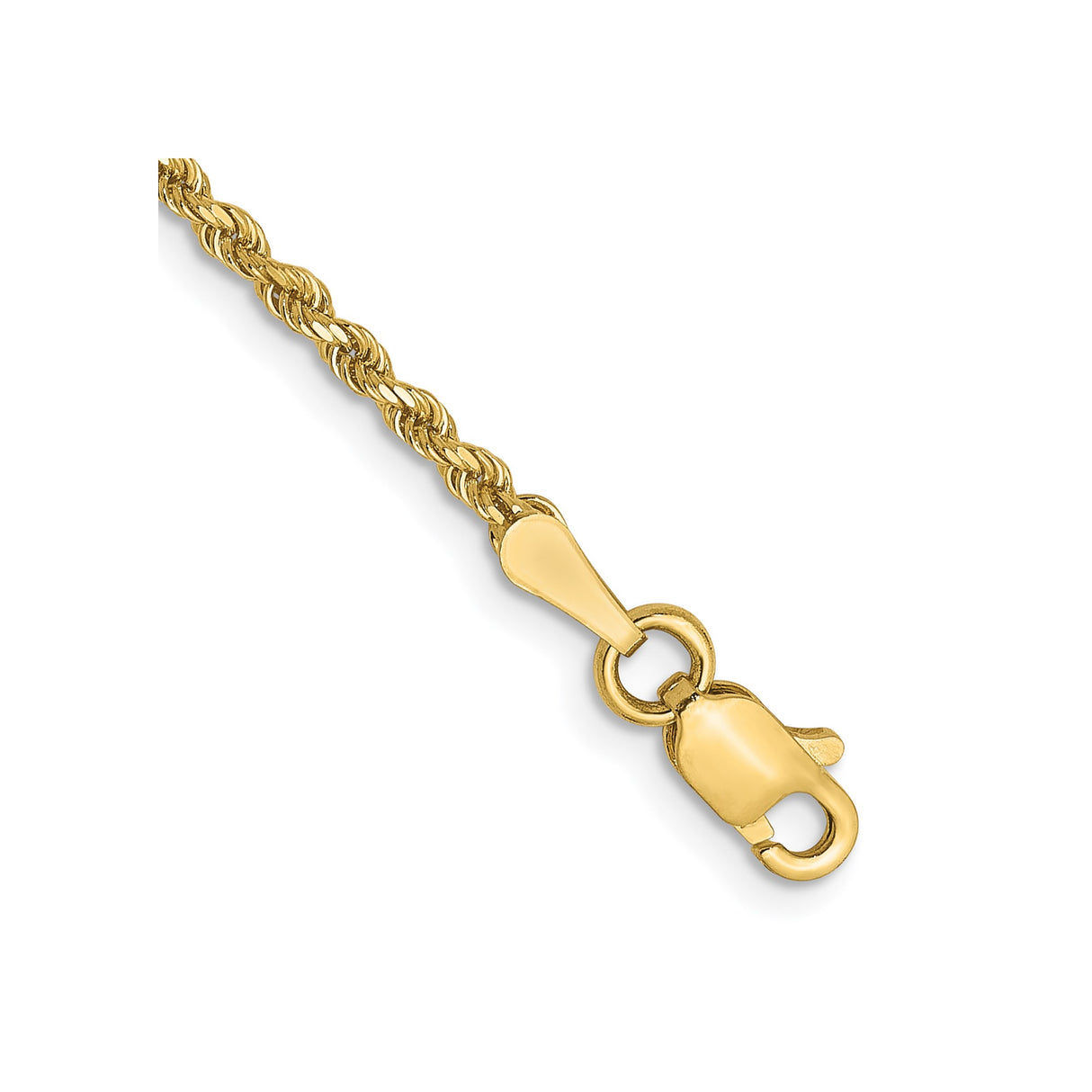 14K Yellow Gold 1.75 mm Rope Chain Bracelet, Polished