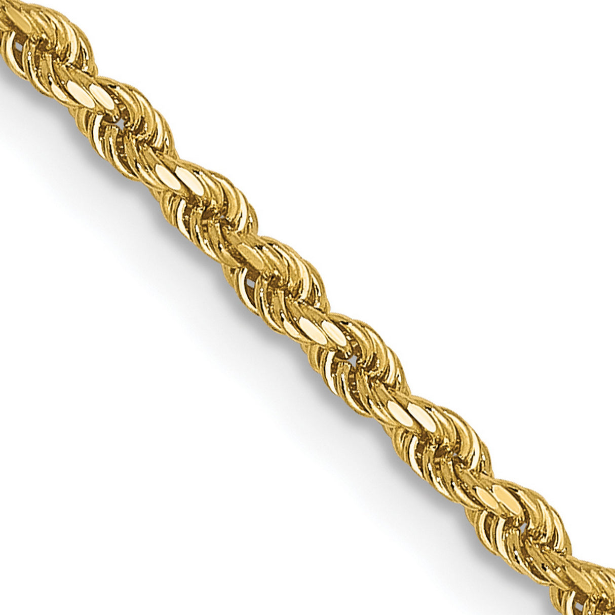 14K Yellow Gold 1.75 mm Rope Chain Necklace, Polished detail view