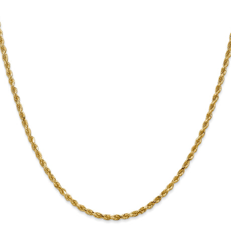 14K Yellow Gold 2.5 mm Rope Chain Necklace, Polished