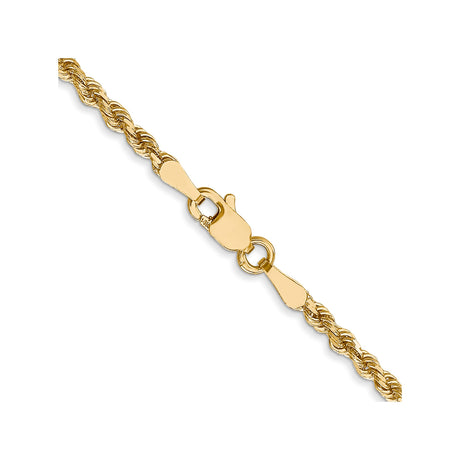 14K Yellow Gold 2.5 mm Rope Chain Necklace, Polished alternate angle