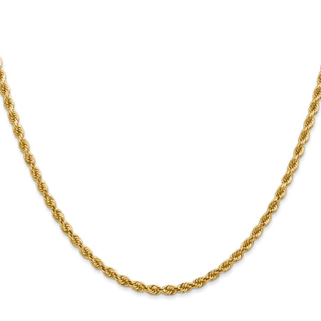 14K Yellow Gold 2.75 mm Rope Chain Necklace, Polished