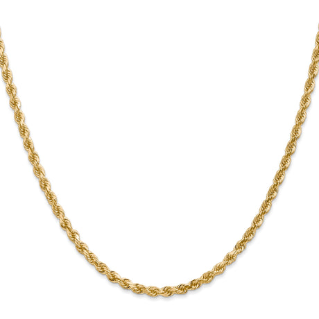 14K Yellow Gold 3 mm Rope Chain Necklace, Polished